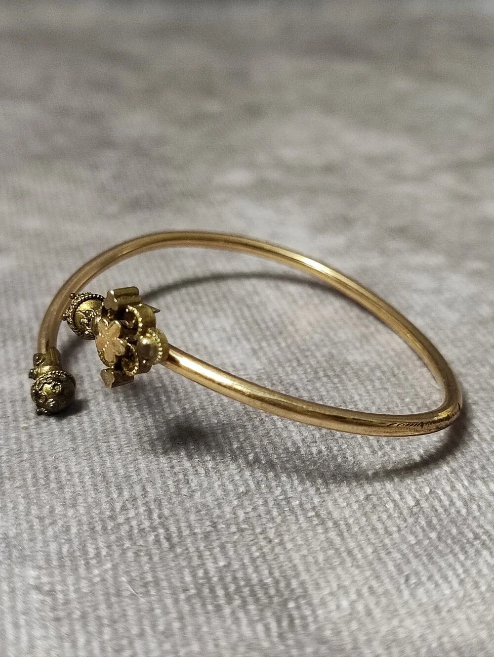 Pulled Pair of Gold Tone Goldtone Victorian Children's Classic Bracelets Vintage